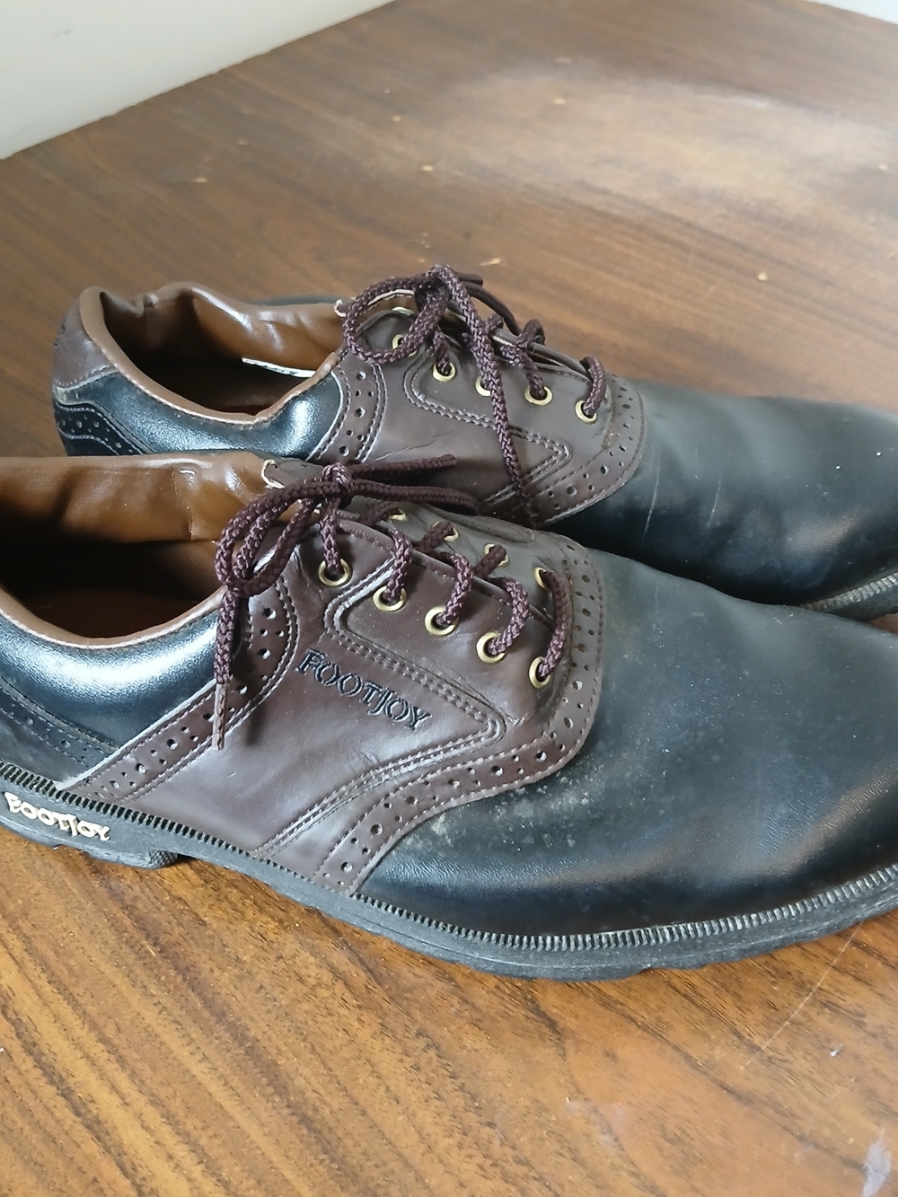 FootJoy Men’s Black and Brown Brogue-Style Golf Oxfords